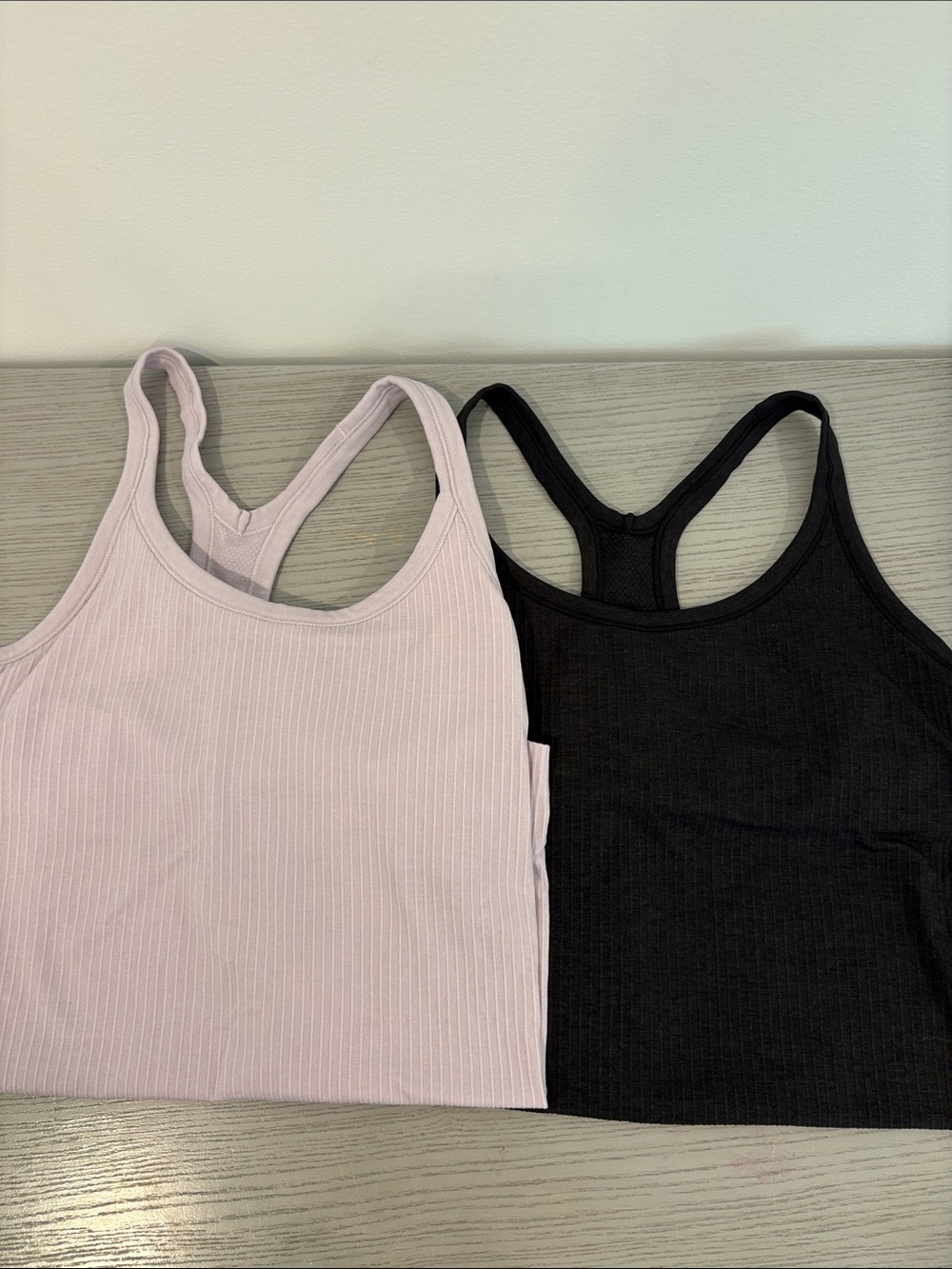 Lululemon ebb to street Ribbed Racerback Crop Tank Top - Black & Light purple- 6